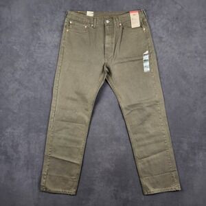Levis 505 Jeans Mens 36x32 Brown Regular Fit Straight Leg Denim NEW